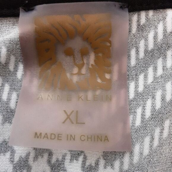 Anne Klein Plaid Tunic Black & White Gold Buttons Tabbed Sleeves sz XL - Picture 6 of 13